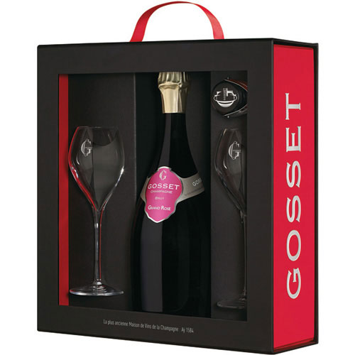 Gosset Grand Rosé in geschenkverpakking met glazen 75CL