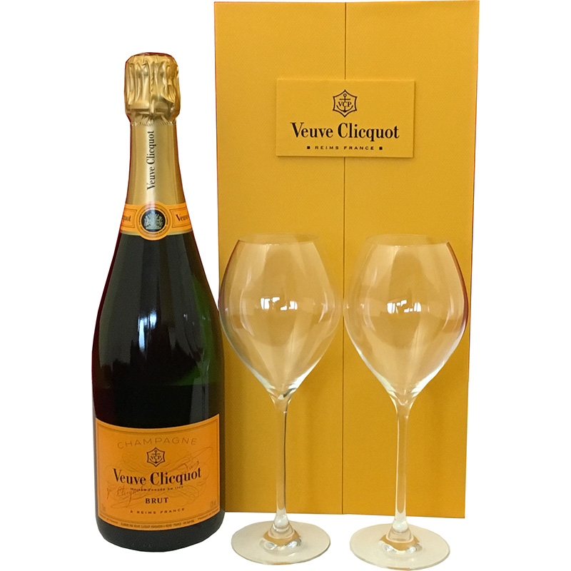 Veuve Clicquot Brut 75CL in Luxe Geschenkbox met 2 champagneglazen Veuve Clicquot Brut 75CL in Luxe Geschenkbox met 2 champagneglazen