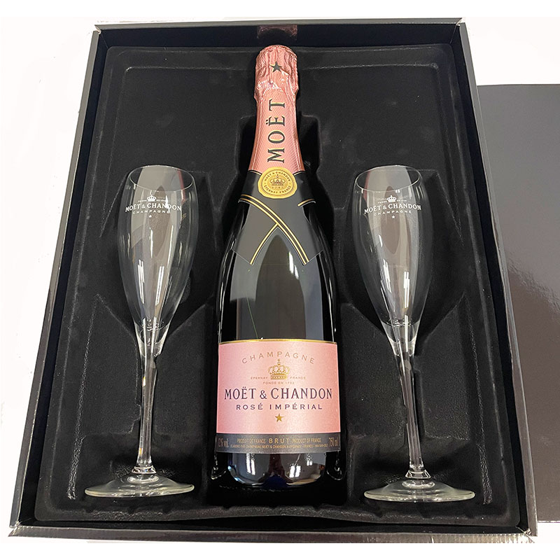 Moët & Chandon Brut Rosé 75CL in luxe geschenkdoos met glazen