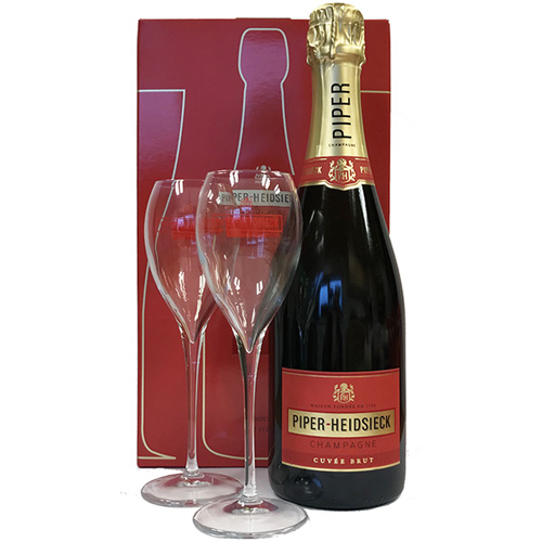 Piper-Heidsieck Cuvée Brut in geschenkdoos met 2 flûtes