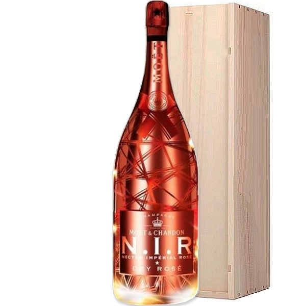 Moët & Chandon N.I.R. Dry Rosé Magnum 1,5 liter met verlicht LED-lampje voor feestelijke gelegenheden en evenementen