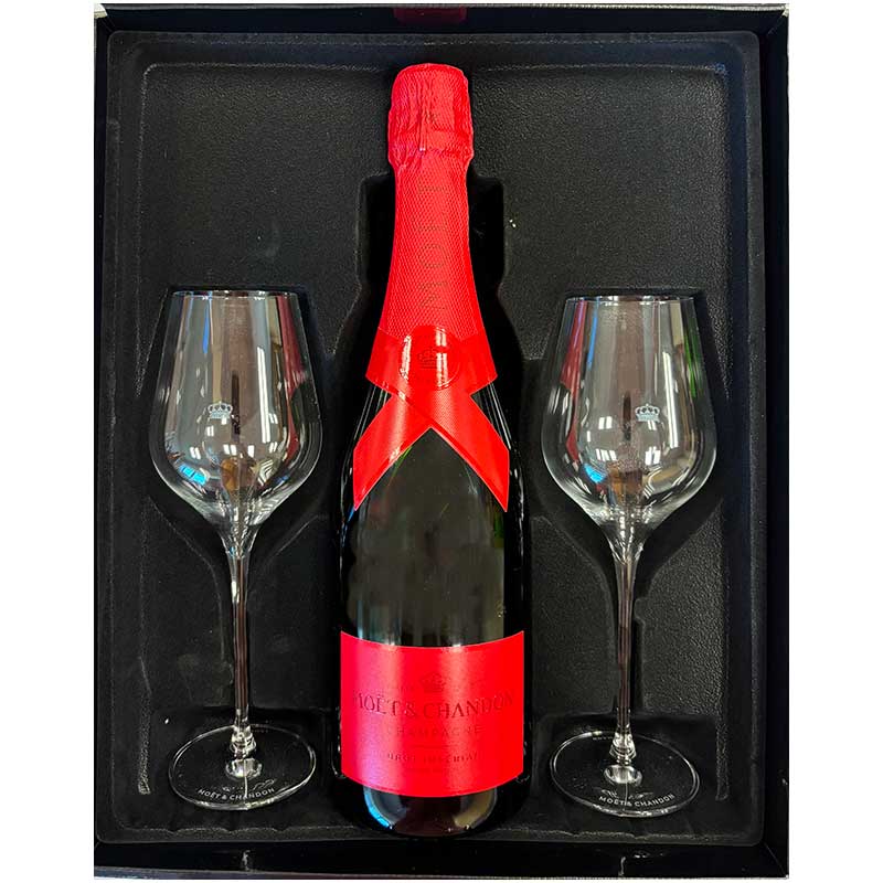 Moët & Chandon Brut Impérial Ltd edition in luxe geschenkdoos met originele glazen 75CL