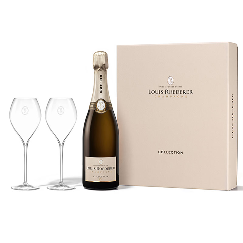 Louis Roederer Brut Collection 243 in geschenkverpakking met twee glazen