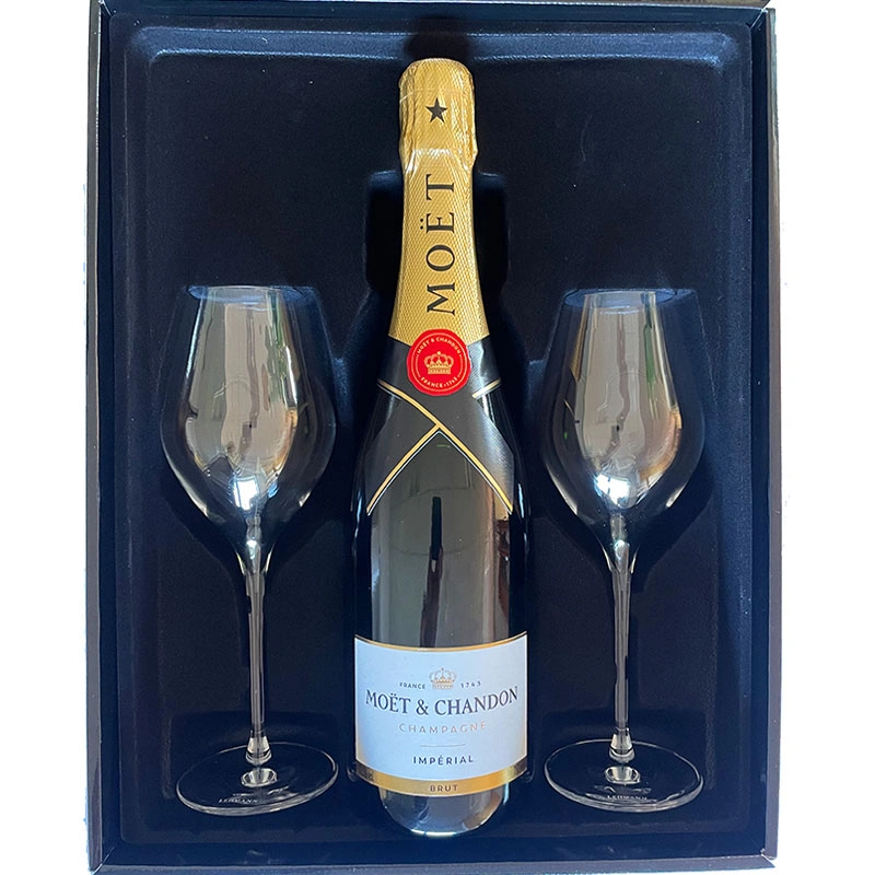 Moët & Chandon Brut Impérial in luxe geschenkdoos met originele glazen 75CL