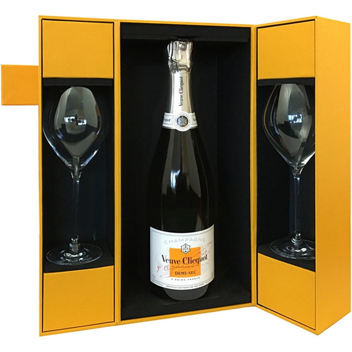 Veuve Clicquot Demi-Sec 75 CL in luxe Geschenkbox met glazen Veuve Clicquot Demi-Sec 75 CL Luxe geschenkbox met glazen