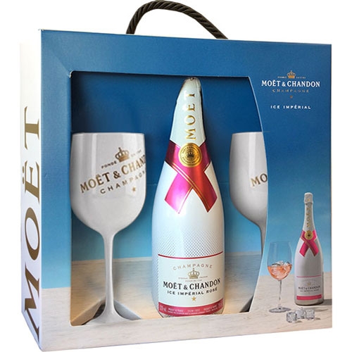 Moët & Chandon Ice Impérial Rosé Geschenkset met twee glazen Moët & Chandon Ice Impérial Rosé Geschenkset met twee glazen