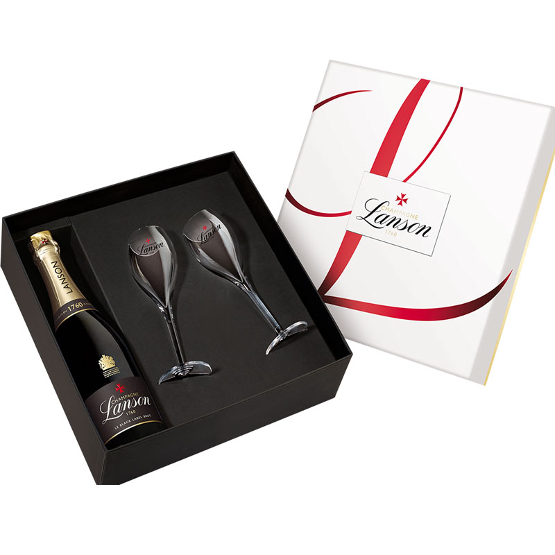 Lanson Le Black Label Brut luxe geschenkverpakking met glazen