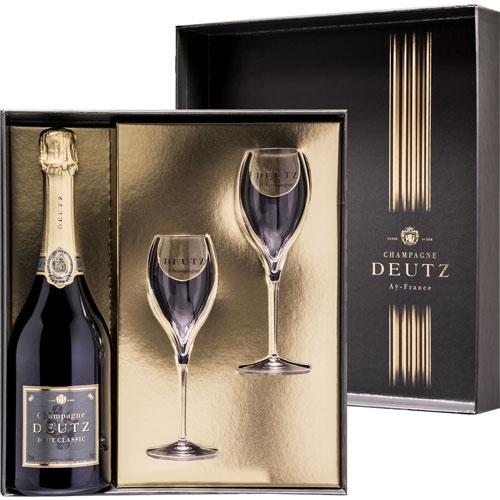 Deutz Brut Classic in giftbox met glazen 75CL