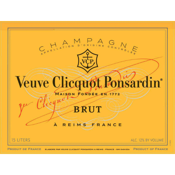 Veuve Clicquot Brut Nebuchadnezzar etiket Veuve Clicquot Brut Nebuchadnezzar 15 Liter fles