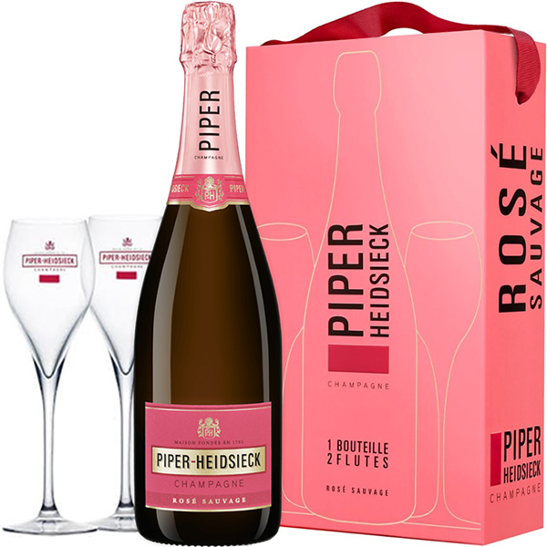 Piper-Heidsieck Rosé Sauvage 75CL in geschenkdoos met 2 glazen