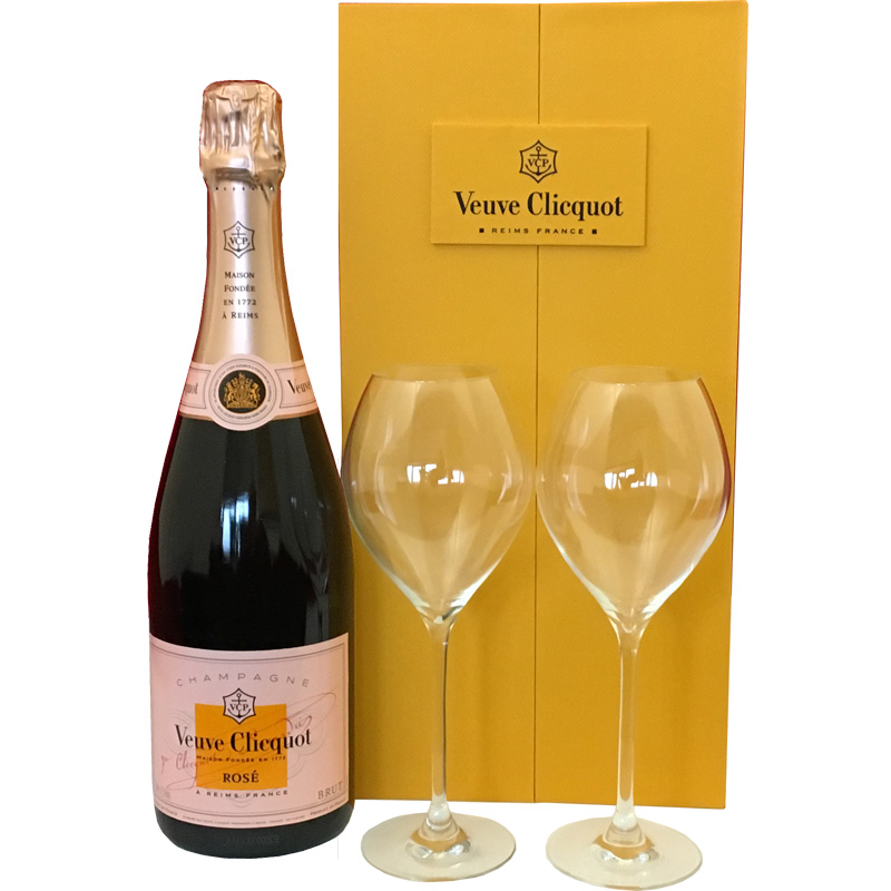 Veuve clicquot Rosé in Luxe Geschenkbox met 2 flutes Veuve Clicquot Rosé 75CL in Luxe Geschenkbox met 2 champagneglazen