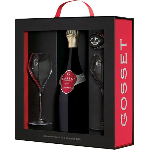 Gosset Grande Réserve Brut 75CL in cadeaubox met glazen