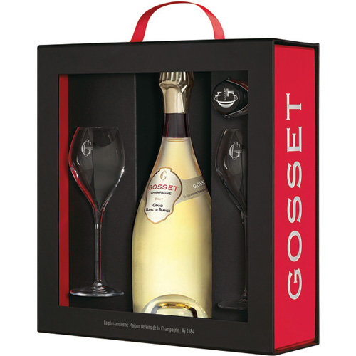 Gosset Blanc de Blancs in geschenkverpakking met glazen 75CL