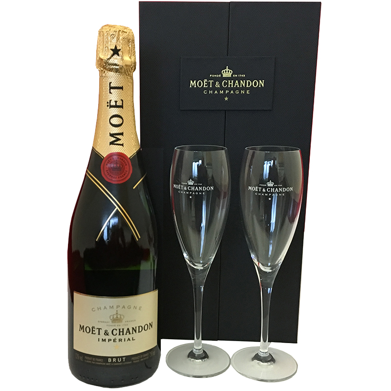 Moet & Chandon in Luxe Geschenkdoos Moët & Chandon Brut Impérial in luxe geschenkdoos met glazen 75CL