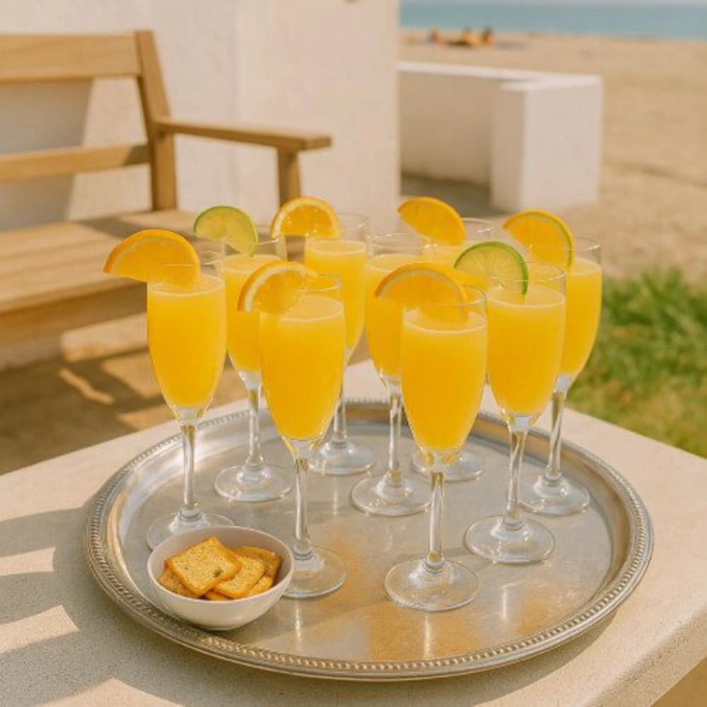 Mimosa cocktails op serveerschaal