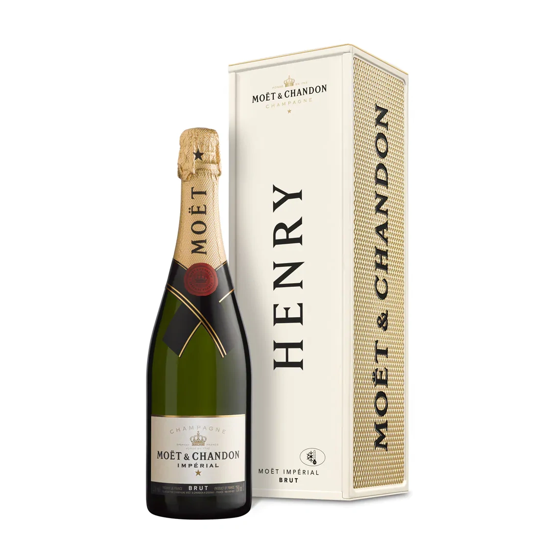Moët & Chandon Brut Impérial 75CL in gepersonaliseerde geschenkverpakking met champagnefles en luxe cadeaudoos