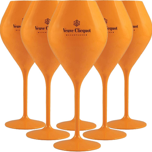 Veuve Clicquot Yellow Label acryl champagneglazen set van 6